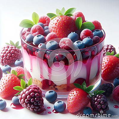 Close up of Berry Bliss dessert with a white background, Stock Photo