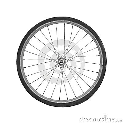 Close up bicycle wheel isolated on a white background Stock Photo