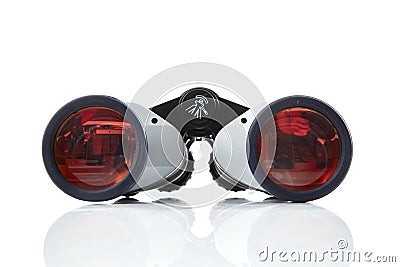 Close-Up Of Binoculars White Background Stock Photo