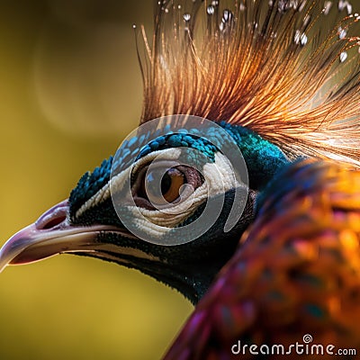 A close up of a bird with a mohawk. AI generative image. Stock Photo