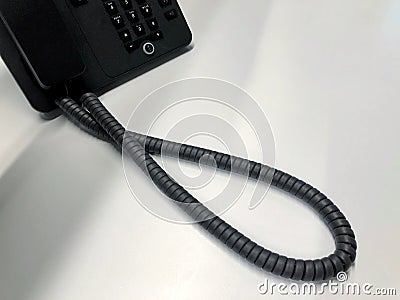 Close-up of a black business landline telephone with copy space Stock Photo