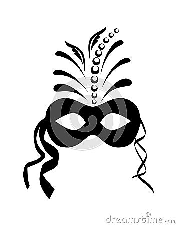 Close up black carnival mask isolated Vector Illustration