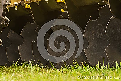 Disc cultivator for loosening the soil Stock Photo