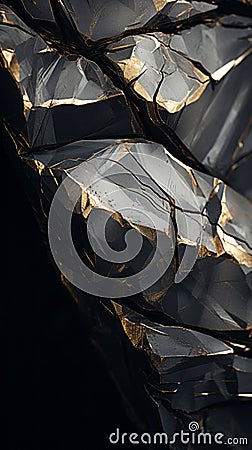 a close up of a black and gold rock Stock Photo