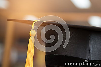 Close-up Black graduated cap Stock Photo