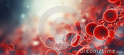 Close up of blood cells in the bloodstream on blurred background with space for text placement Stock Photo