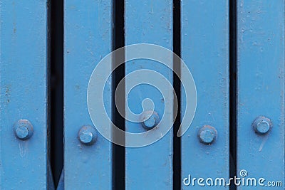 Close up blue iron folding door at store front. Stock Photo