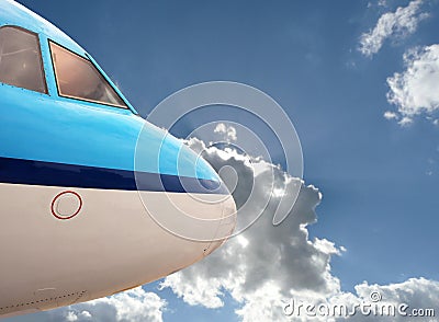 Close up blue plane Stock Photo