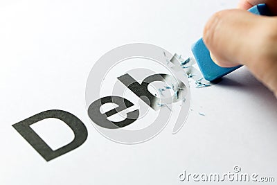 Erasing or deleting debt Stock Photo
