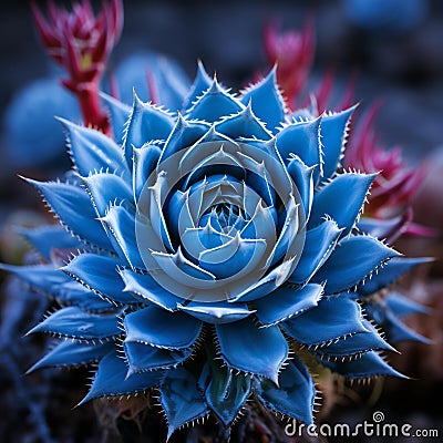 a close up of a blue succulent plant Stock Photo