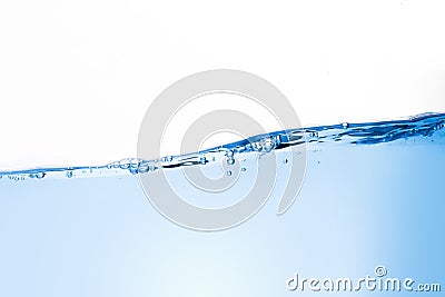 Close-up, blue water waves and bubbles in the side view. Graphic Design Stock Photo