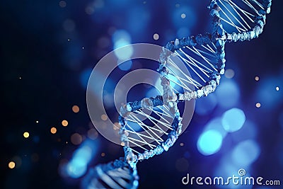 Close up of blue and white double - stranded structure. Generative AI Stock Photo