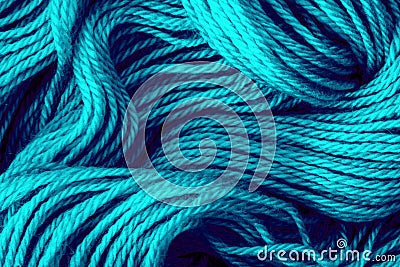 Close up the blue yarn thread as abstract background Stock Photo