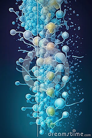 a close-up of a blue and yellow cell Stock Photo