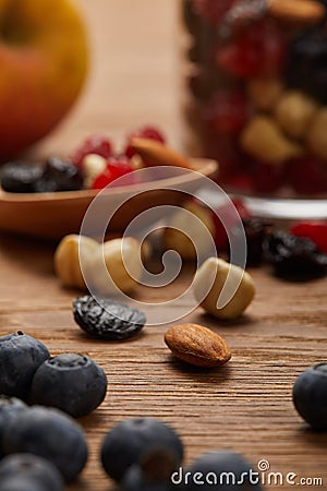 Close up of blueberries and nuts Stock Photo