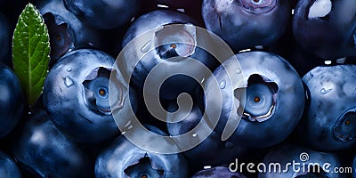 Close up of blueberry fruits with water drops Stock Photo