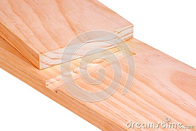 Close-up of boards for a blind dado joint isolated Stock Photo