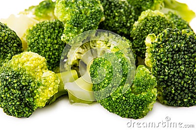 Close up of boiled broccoli on white Stock Photo