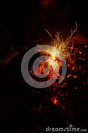 Close up bonfire slow shutter picture Stock Photo