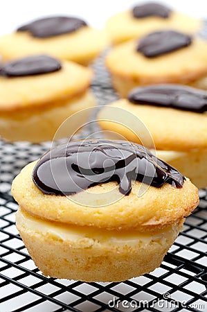 Close-up of a Boston Cream Pie Cupcakes Stock Photo