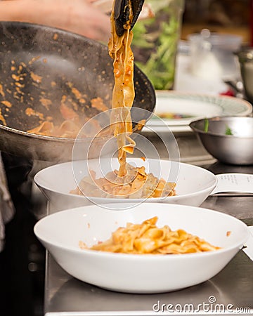 Close-up of a bowl of bolognese pasta. Stock Photo