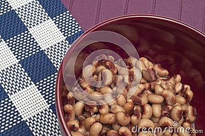 Close Up of Bowl of Canned Black Eyed Peas Stock Photo