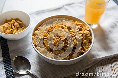 Close up of a bowl of cereal with condiments Stock Photo