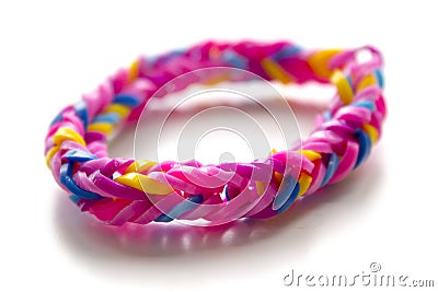 Close up of bracelet made with rubber bands Stock Photo