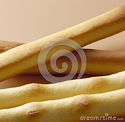 Close up of breadsticks on beige background created using generative ai technology Stock Photo