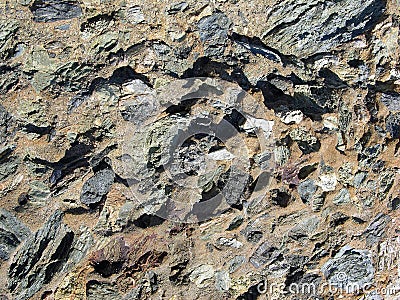 Close up of breccci or angular rock conglomerate. Stock Photo