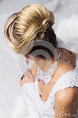 Close-up of bridal babette hairdo Stock Photo