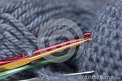 Colored crochet hooks Stock Photo
