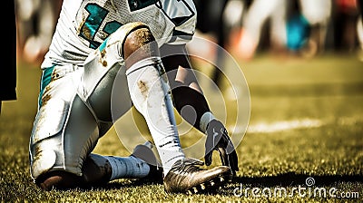 Close-up of broken injured foot of a football player on the field. Generative AI Stock Photo