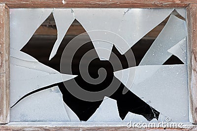 Close up of a broken window Stock Photo