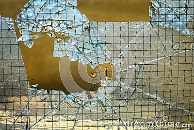 Broken glass door Stock Photo