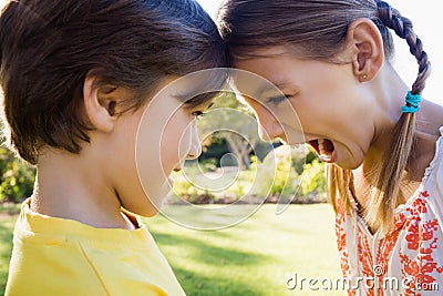 Close up of brother and sister having fun Stock Photo