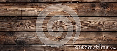 Close up of brown hardwood plank wall with intricate knot patterns Stock Photo