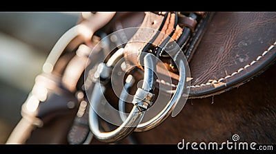 Close Up of a Brown Horses Bridle Stock Photo