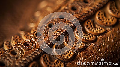 Close Up of a Brown Leather Bag Stock Photo