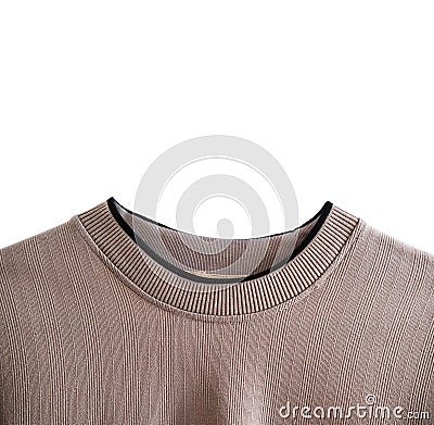 Close-up brown woven curve neck sweater, isolated on white background Stock Photo