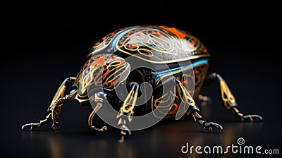 A close up of a bug with intricate designs on it, AI Stock Photo