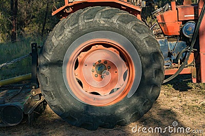 Close up of bulldozer wheel Stock Photo