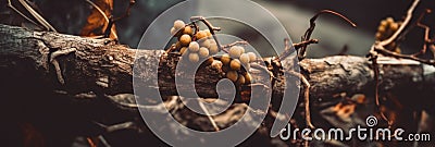 A close up of a bunch of bananas on a tree. Generative AI image. Stock Photo