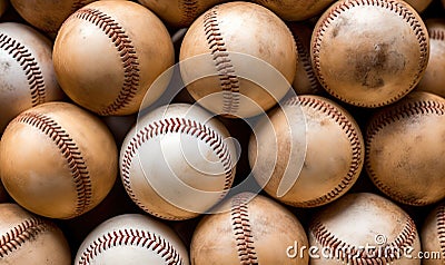 Close Up of a Bunch of Baseballs Stock Photo