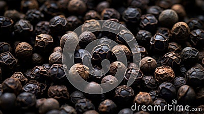 A close up of a bunch of black pepper seeds, AI Stock Photo