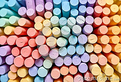 a close up of a bunch of colorful chalks Stock Photo
