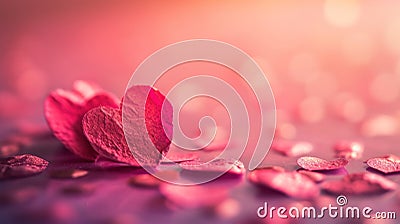 A close up of a bunch of pink petals on the ground, AI Stock Photo