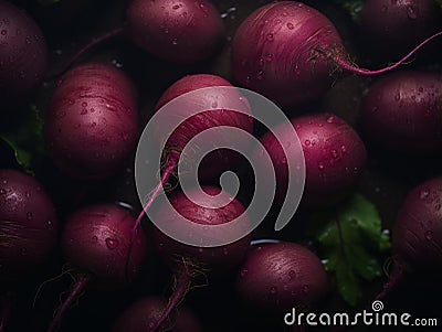 a close up of a bunch of red radishes Stock Photo