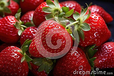 A close up of a bunch of strawberries. Sweet fruits background Stock Photo