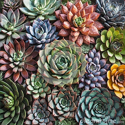 A close up of a bunch of succulents, detailed beautiful plants, beautiful picture of plants. Stock Photo